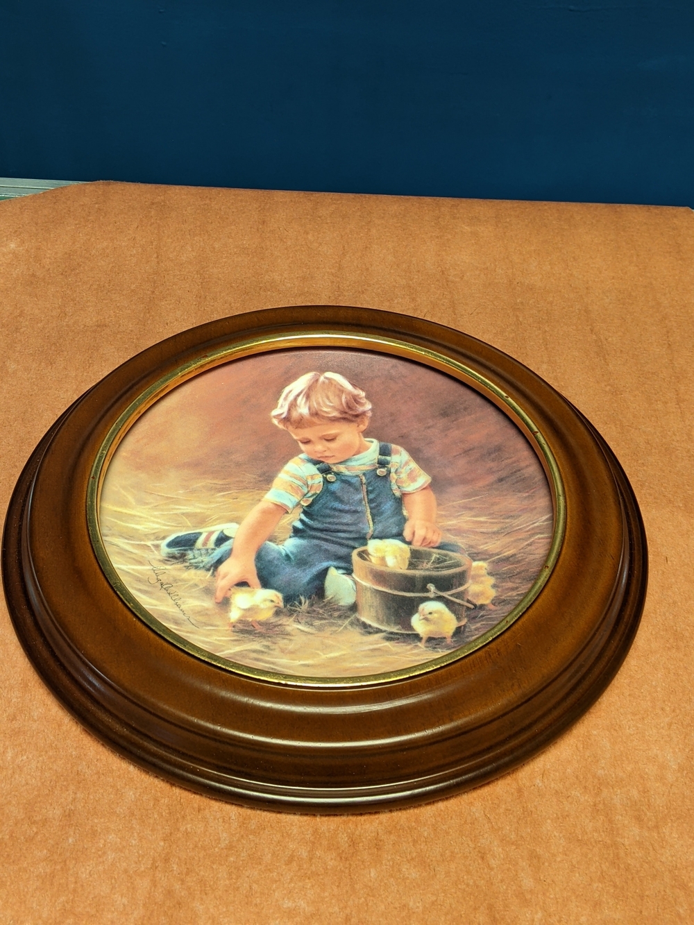 Vintage Porcelain Plate From 1984 With Wood Frame By The Hamilton Collection